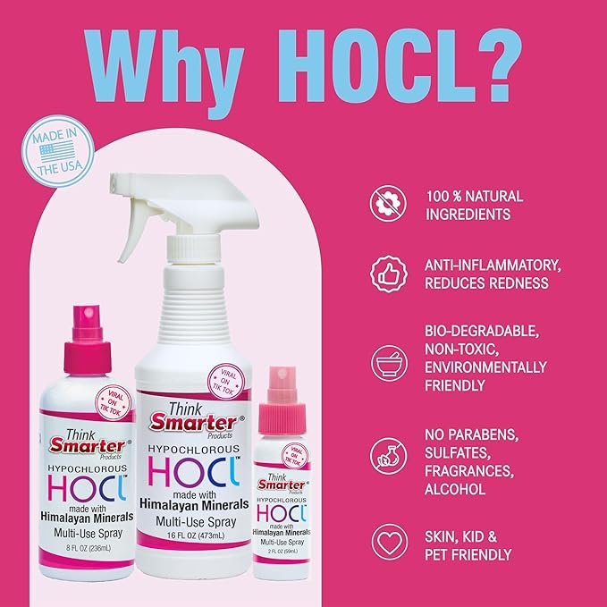 HOCL All-Purpose Cleaner with Hypochlorous Acid, All-Natural Surface Cleaner, & Skin Hydrator 8fl oz Clear Spray