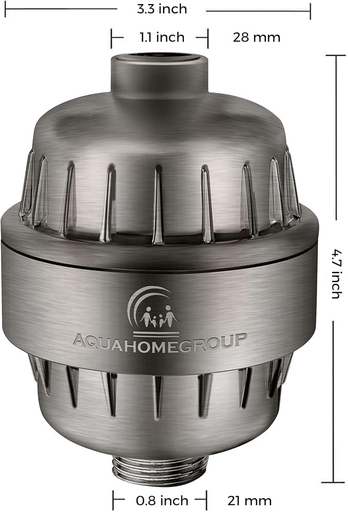 AquaHomeGroup 20 Stage Shower Head Filter with Vitamin C E A - High Output Filter to Reduce Chlorine - 2 Replacement Cartridges - Consistent Flow Showerhead Filter