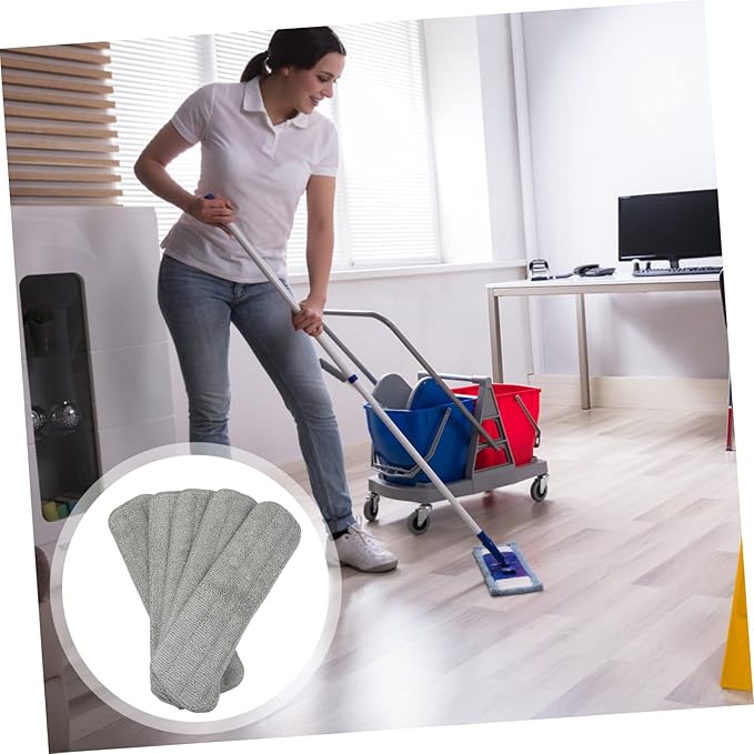 5pcs Flat Mop Cleaning Mops Mop Cloth Replacement Mop Replacement Steammop Pad Steam Mops Flat Floor Mop Steam Floor Mop Cleaning Accessories Wet and Dry Fiber Replacement Head, 36x11cm, Grey
