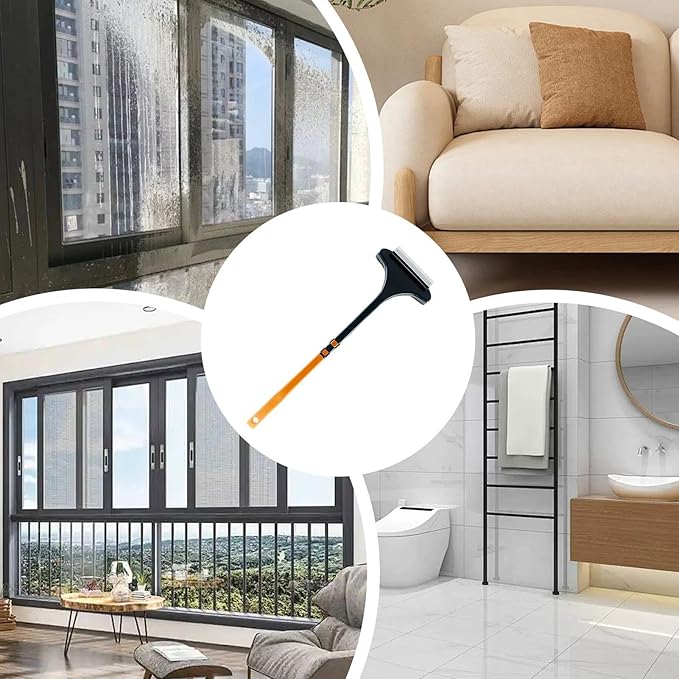 Two-in-1 Cleaning Brush, Cleaner, Window Screen Cleaning Brush, for Glass, Sofa & Walls, Thermo-Rubber Squeegee Edge, Wear-Resistant Tool