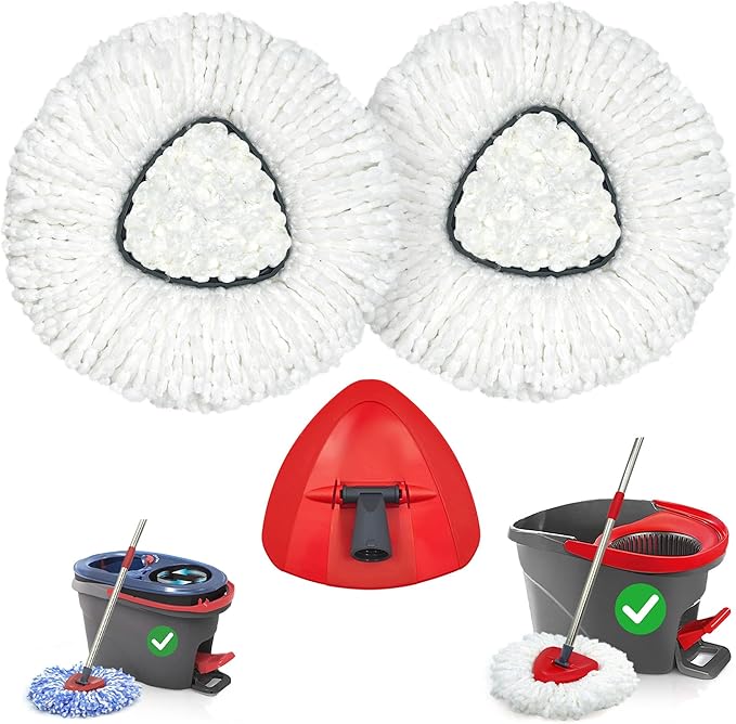 Mop Heads Replacements 2 Pack with Triangle Base for O-Cedaar EasyWring 1 Tank System