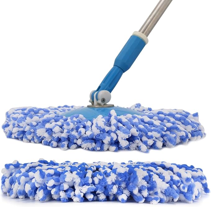 3 Pack 360° Spin Magic Mop Replacement Head, Round Shape Standard Size Microfiber Mop Head Refills for Hurrica Mopnado EGOFLEX Hapinnex Casabella and Other Brands