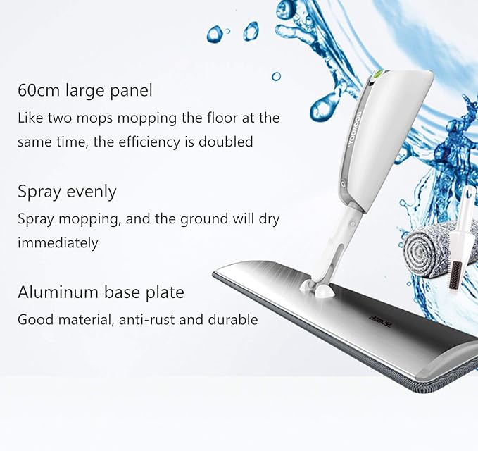 Floor Spray Mop with 1 Reusable Pads 1 Refillable Bottle 1 Scraper Multi-Purpose Mop Used for Ceramic Tile Ceramic Wood Floor Cleaning in The Kitchen A
