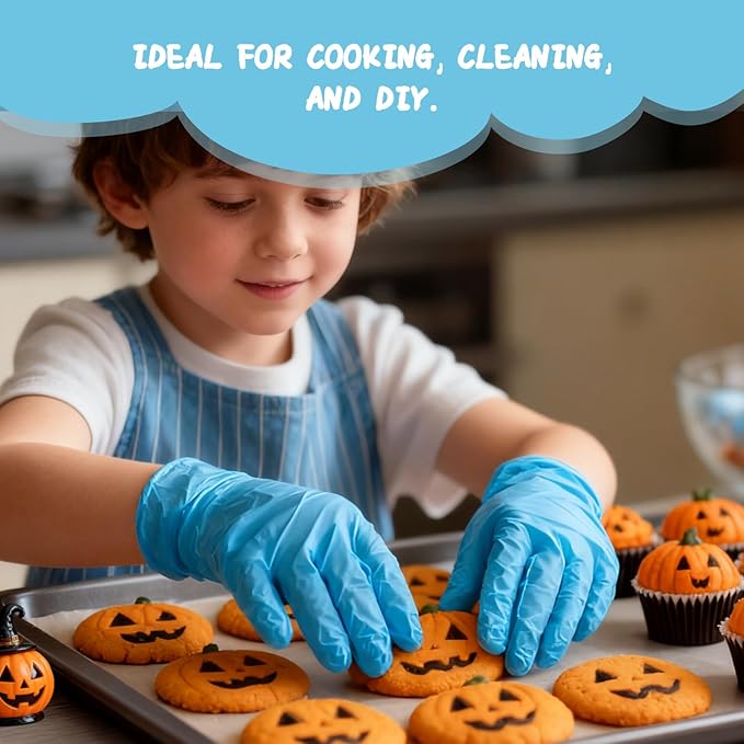 PROMEDIX P Kids Gloves Disposable for 6-10 Years,100PCS Nitrile Gloves for Crafting,Cooking,Latex-Free,Powder-Free