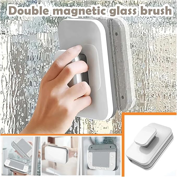 Double Sided Glass Surface Wiper Magnetic Cleaning Tool Sponge Window Cleaner(WHITE5)