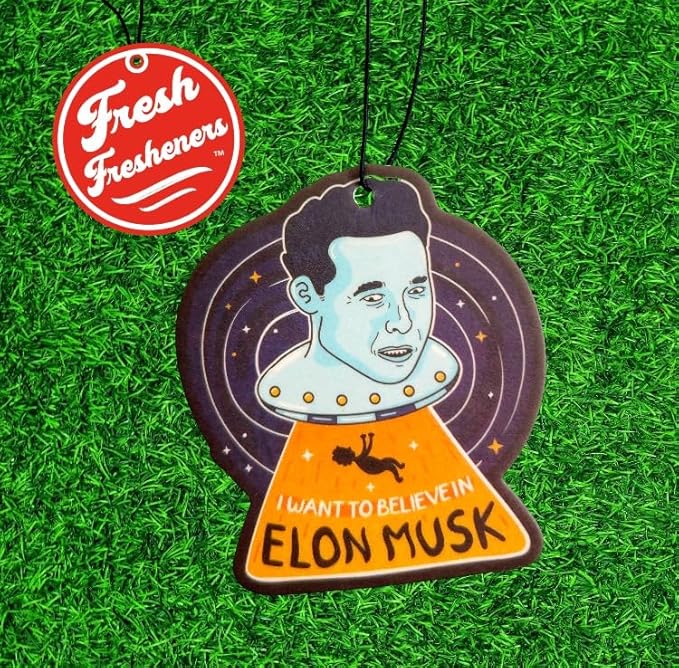 Fresh Fresheners Cute Funny and Aesthetic Car Air Fresheners 4-pack Scented With Premium Oils (Elon Musk)