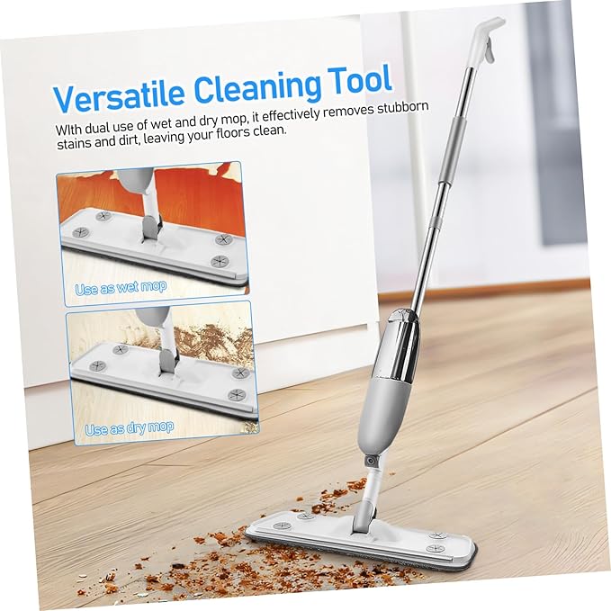 Wet Dry Microfiber Spray Mop with Rotating for Hardwood Tile and Laminate Floors Easy-Replace Pads Squeegee Function for Cleaning