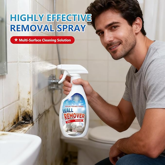 Highly Effective Removal Spray,Wall Cleaner Spray,Multi-Surface Cleaning Solution,Wall Cleaner for Wood,Tile,Fabric,Bathrooms,Kitchens - 8.12 Fl oz