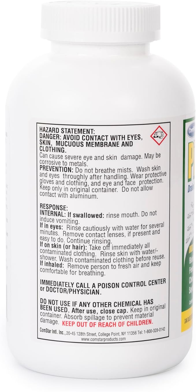 ComStar Piranha - Crystal Flakes, Non-Acid Drain Cleaner That Dissolves Grease, Hair & Root Growth in Sewer Lines Instantly, Made in USA, 2 Pounds (30-600)