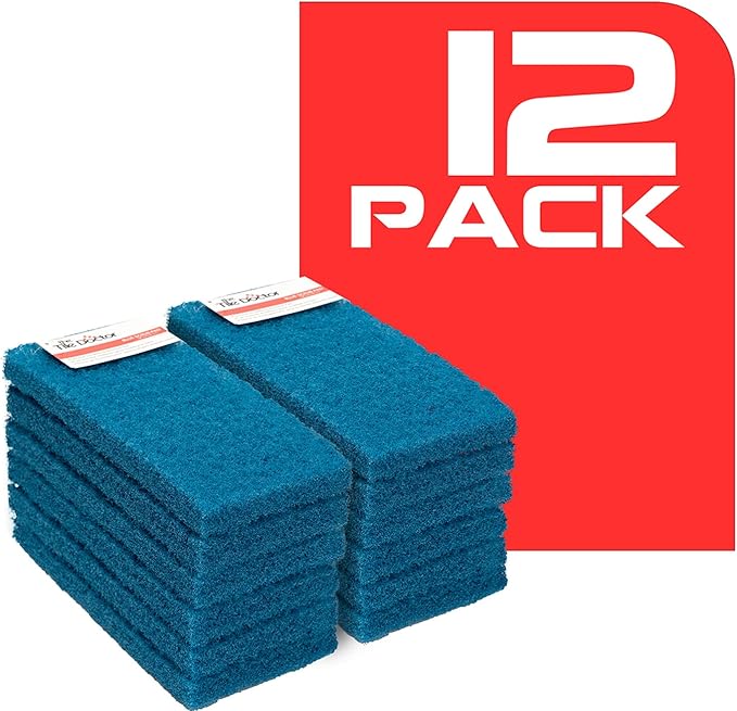 Scrub Doctor Scrub Pads - Commercial Grade Scrubber Sponge, Reusable Eco-Friendly Cleaning Supplies (Blue - Medium Duty, 12 Pack)