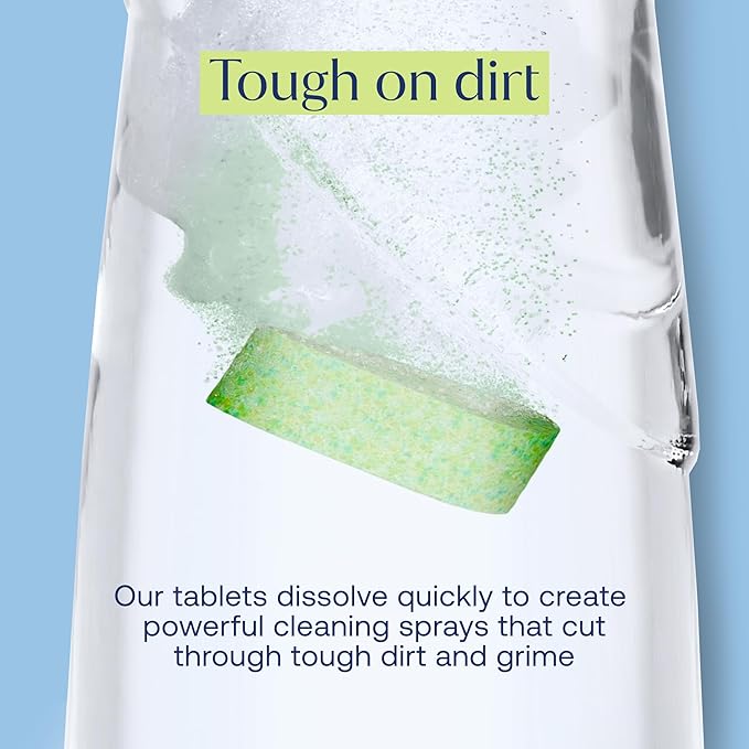 Fab Tab Multi-Purpose & Bathroom Cleaner Refill Tablets - Natural Cleaning Products - All-Purpose Cleaner Tablets - Plant-Based - No Harsh Chemicals - 8x 16.9 Fl oz Bottles (Bottles Not Included)