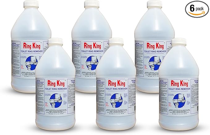 Amazon Brand - Ring King Toilet Bowl Cleaners | Pack Of 6 Toilet Bowl Cleaner Liquid 64oz Fast Acting Bathroom Cleaner For Calcium, Water, Rust, Red Clay & Lime Stains – No Scrubbing