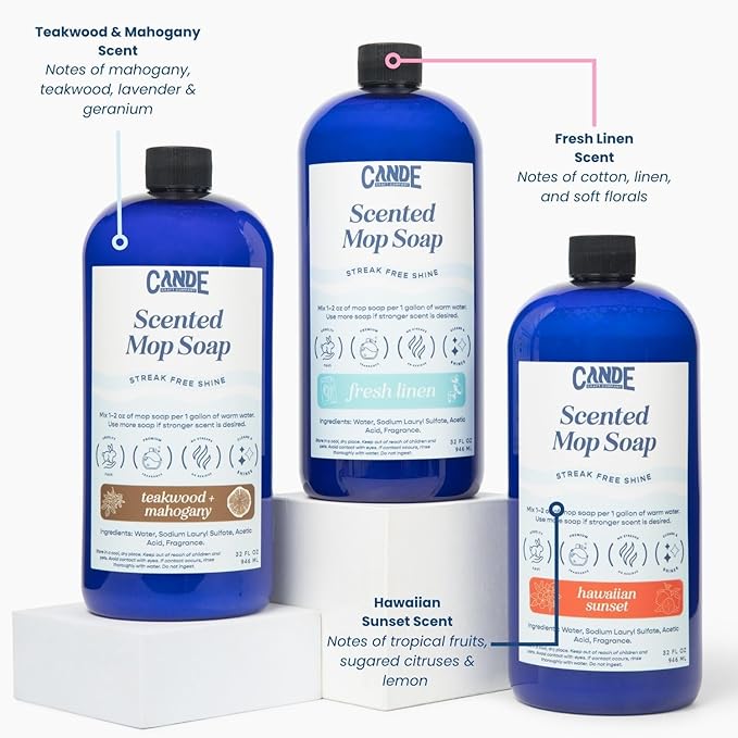 CANDE Mop Soap - Highly Scented Mop Soap, Luxury Floor Cleaner, Premium Fragranced Floor, Streak-Free Shine, 32 oz (Pistachio & Salted Caramel)