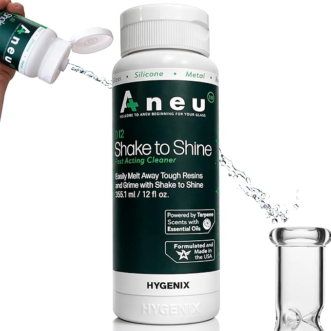 Aneu Shake to Shine (1 Pack) – Fast-Acting Cleaner | Shake Away Tough Resins & Grime | Cleans Glass, Silicone, Metal, & Borosilicate | 12oz - 1 Pack