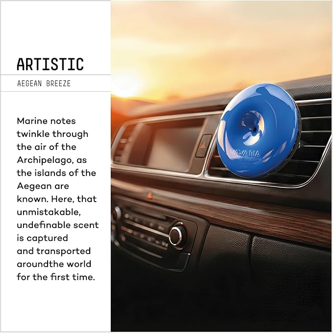 SPIN Car Air Freshener for AC Vent – ARTISTIC AEGEAN BREEZE, Essential Oil Car Fragrance, Liquid Free Solid Core, Long Lasting (3 Pack)