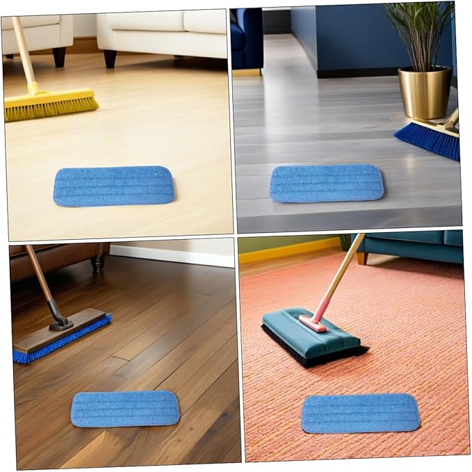 Toyvian 10pcs Microfiber Mop Cloth Replacement Pads Washable Mop Heads for Wet and Dry Floor Cleaning Blue Refills for Hardwood and Tile Floors