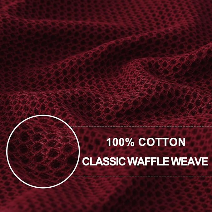 Homaxy 100% Cotton Waffle Weave Kitchen Dish Cloths, Ultra Soft Absorbent Quick Drying Dish Towels, 12 x 12 Inches, 6-Pack, Burgundy