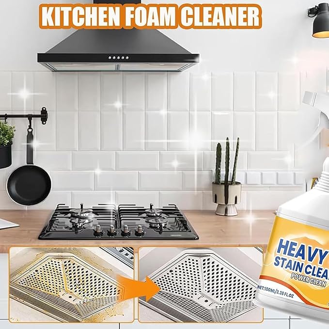 Heavy Duty Degreaser Cleaner Spray,Clean Up Kitchen Oil Stains, All Purpose Kitchen Heavy Oil Cleaning Agent, Powerful Clean Kit-chen Oi l Stains Spray, Enemy Foaming Cleaner (2, 1)