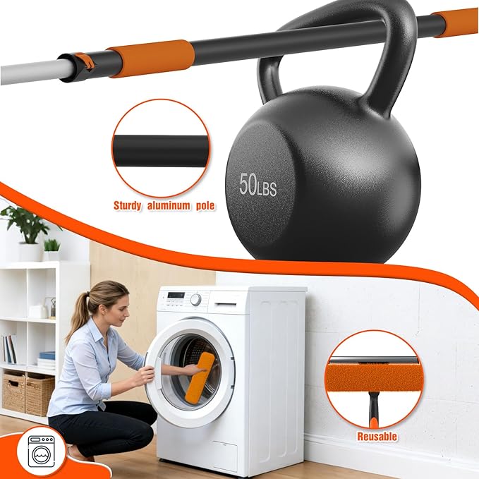 16FT Reach Window Squeegee Kit with Extension Pole, 2-in-1 Professional Washer for High Windows, 3-12FT Adjustable Reach, Rotatable Head for Indoor & Outdoor Use, Streak-Free Cleaning Tool for Home
