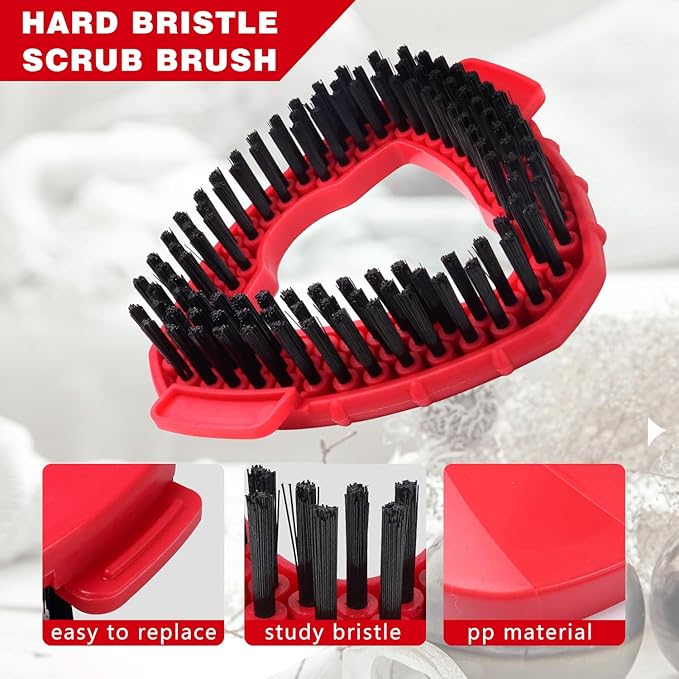 Scrub Brush Replacement Head for O CED, Spin Mop Scrubber Brush Head Replace with Base Attachments, Shower Floor Cleaning Brush for Bathroom, Kitchen(4 Brushes+1 Base)