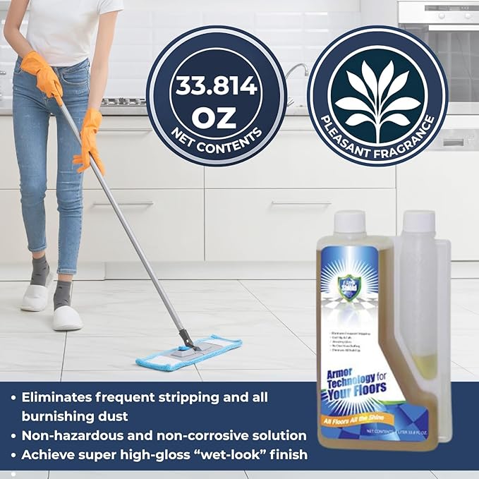 UltraShield Burnishing Formula – Super High Gloss, Flooring Protection & Enhancement For Commercial and Industrial Floor Tile Wet Look Shine Non Slip Janitorial Supplies (6 x 1 Liter Pack)