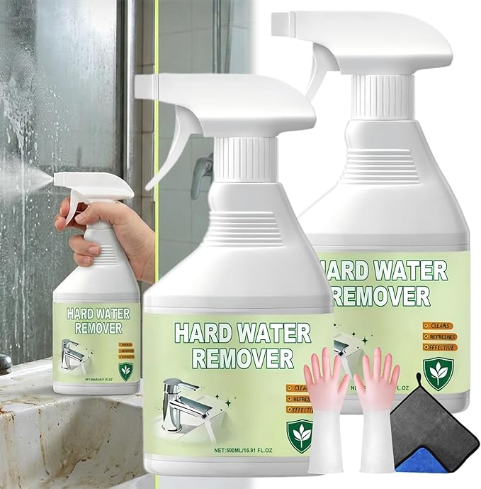 Hard Water Stain Remover, Shower Glass Cleaner Soap Scum Remove, Limescale and soap scumr, Reduces Buildup, Calcium, Shower Cleaner for Shower, Glass, Toilet, Tub, Sink