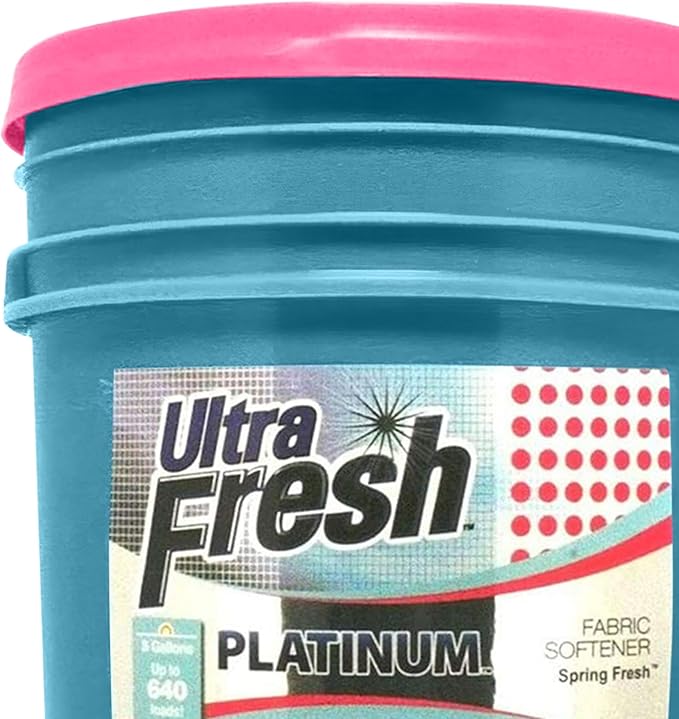 Ultra Fresh Platinum 5 Gallon Spring Fresh Scented Fabric Softener Liquid with Pump for Easy Dispensing for Up to 640 Laundry Loads (6 Pack)
