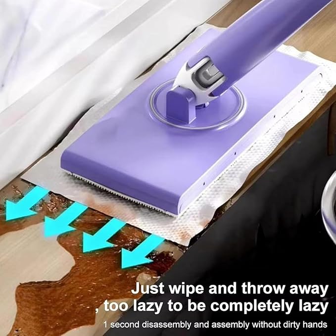 Tapinterior Mop, Convenient Cloth Changing Mini Mop, Lazy Mops Automatic Gripping, Hands-Free Replacement Easy Detach & Reuse, for Kitchen & Bathroom (White,43in)