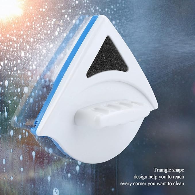 Akozon Premium ABS Plastic Shape Double Side Magnetic Window Cleaner, Glass Wiper Brush 3?8mm, Powerful TwoSided Exclusive Magnets, Sponge & LongLasting Wiper