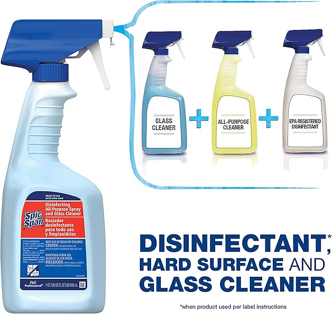 Spic and Span Disinfecting All-Purpose Spray And Glass Cleaner, Fresh Scent, 32 Oz Spray Bottle, 8/carton
