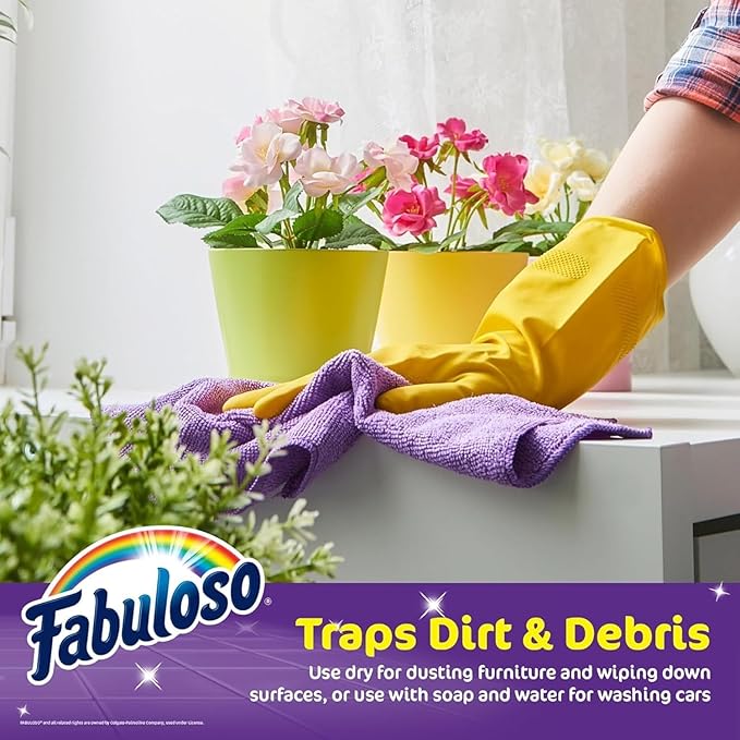 Fabuloso Lemon All Purpose Cleaner, Floor Cleaner, Makes 64 Gallons per Bottle - 128oz Cleaner Cloth - Colors & Packaging May Vary