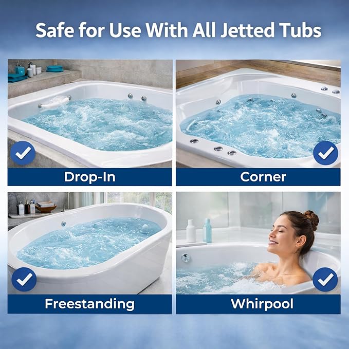Jetted Tub Cleaner Tablets – Bathtub Jet & Pipe Cleaner for Whirlpool Baths, Spas & Hot Tubs, Deep Cleans Tub Jets, Septic Safe, 12 Tablets