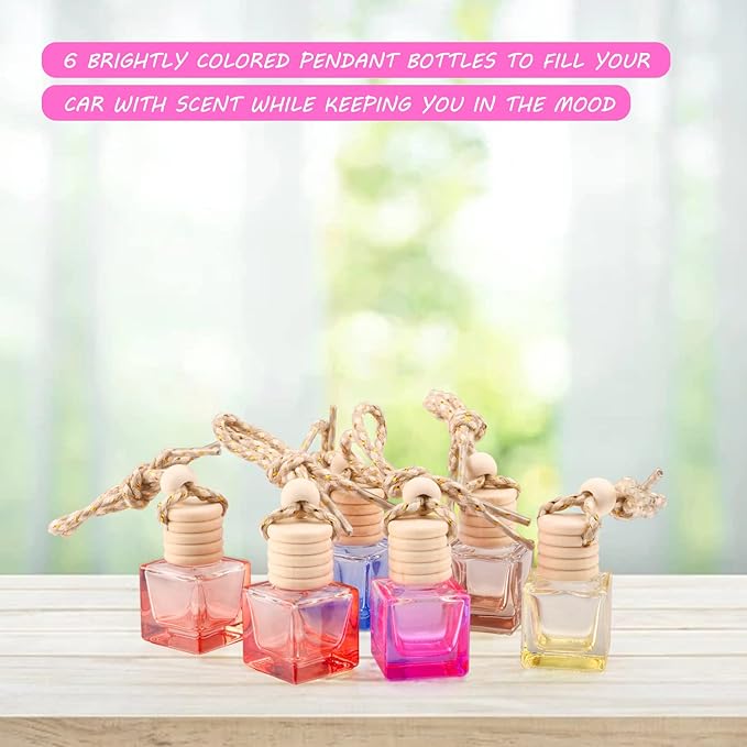12 Pcs Hanging Perfume Bottle Car Air Freshener Bottle Essential Oil Fragrance Diffuser Bottle Pendant Car Ornament Decoration Accessories