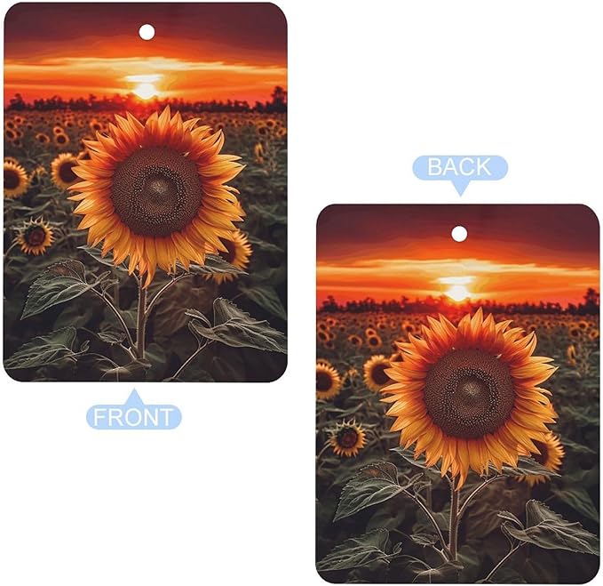 5 PCS Car Air Fresheners Hanging Fragrance Scented Cards Sunset Sunflower Car Aromatherapy Tablets for Car Wardrobe Shoe Cabinet Eliminate Odors Card