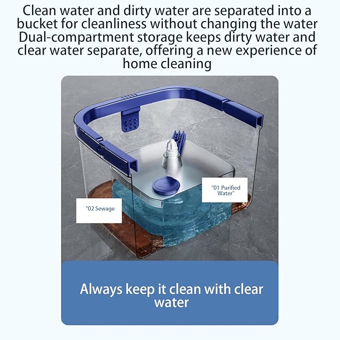 Spin Mop and Bucket Set, Microfiber Spin Mop and Bucket, 2 Replacement Pads | Rotating Separate Dirty Water for Living Room Kitchen Bedroom Dining Room Apartment Basement Wood Tile