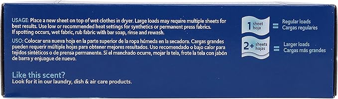 Clorox Fraganzia Fabric Softener Dryer Sheets, Wrinkle Reducing and Anti Static Laundry Dryer Sheets for Great Smelling Clothes, Softens Fabrics, Fresh Ocean Scent, 80 Count