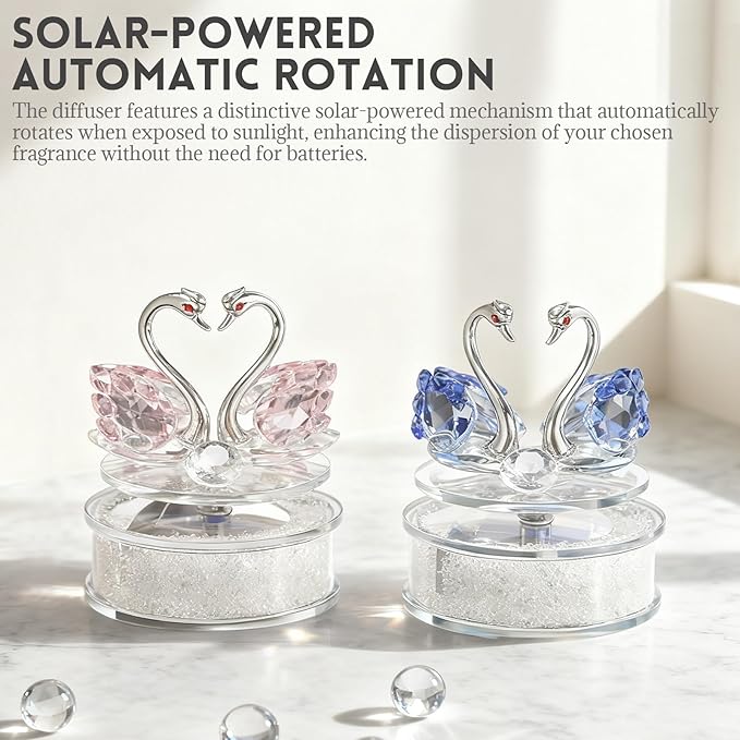 Swan Car Diffuser - Perfume Aromatherapy Diffuser, Solar-Powered Car Air Fresher Elegant Car Interior Accessory (Blue, Medium)