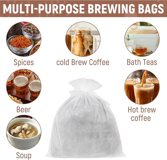 50Pcs 20" x 20" Commercial Cold Brew Coffee Filters for 5 Gallon Buckets, Cold Brew Bags Disposable for Commercial Model Cold Brew Coffee Makers