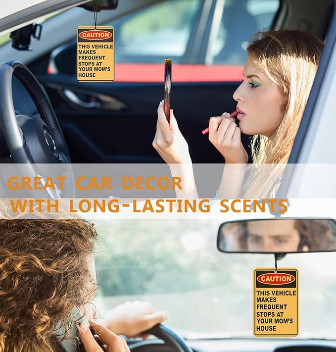 Funny Car Air Freshener Hanging 3pcs Funny Gifts Car Accessories for Men Interior, CAUTION Stops at Your Mom's House Cars Freshener Interior for Men Guys Funny Gifts(Real)