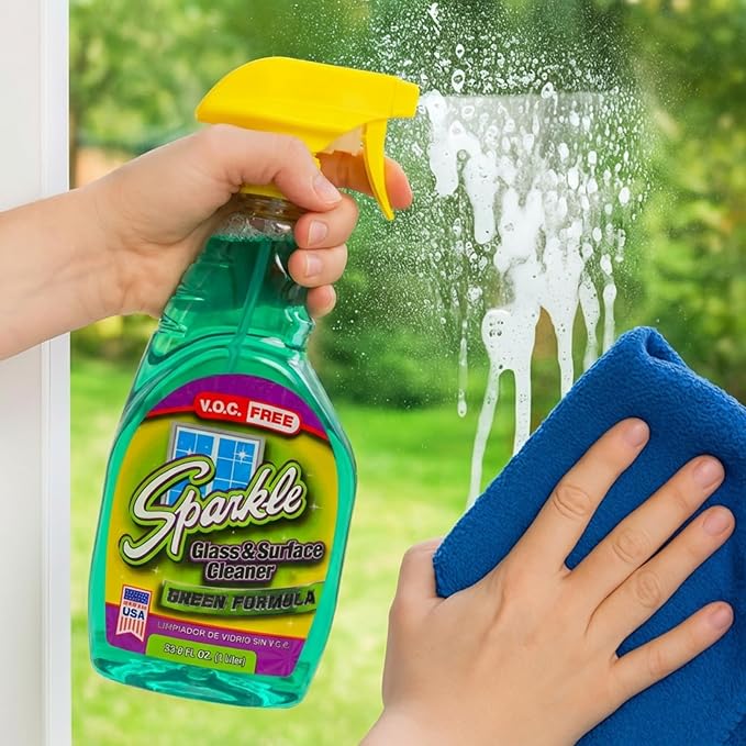 Sparkle Glass & Window Cleaner Spray, VOC-Free Eco Formula, Streak-Free Finish for Windows & Mirrors, 33.8 fl oz (Pack of 1)