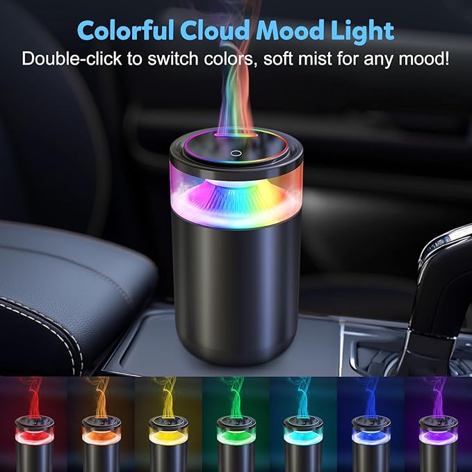 2025 Upgraded Smart Car Air Freshener Diffuser, New Car Smell Air Freshener Long Lasting, Auto On/Off, Adjustable Modes, Car Scent with 8 Ambient Lights, Car Diffusers for Essential Oil-Sea Breeze