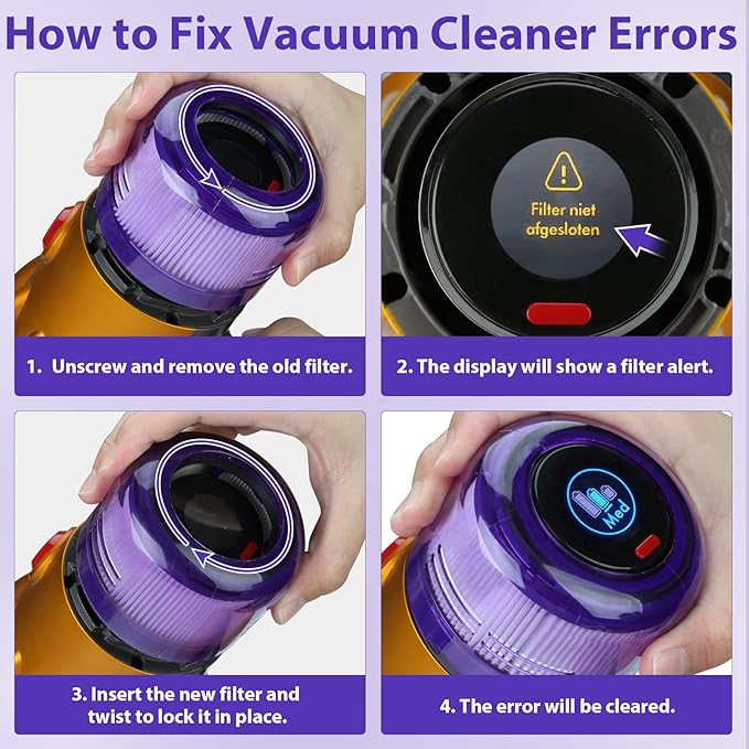Lemige V12 Slim Vacuum Filters Replacement Parts for Dyson V12 Detect Slim, Detect Slim Animal, Slim+ Cordless Vacuum, V12 Slim Absolute Vacuums, SV34, SV35 Vacuum Cleaner, Compare to Part 971517-01