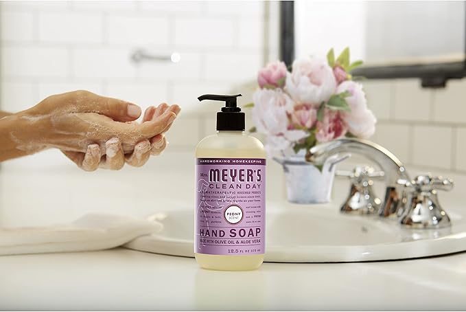 Mrs. MEYER'S Kitchen Set, Dish Soap, Hand Soap, and Multi-Surface Cleaner, 3 CT (Peony)