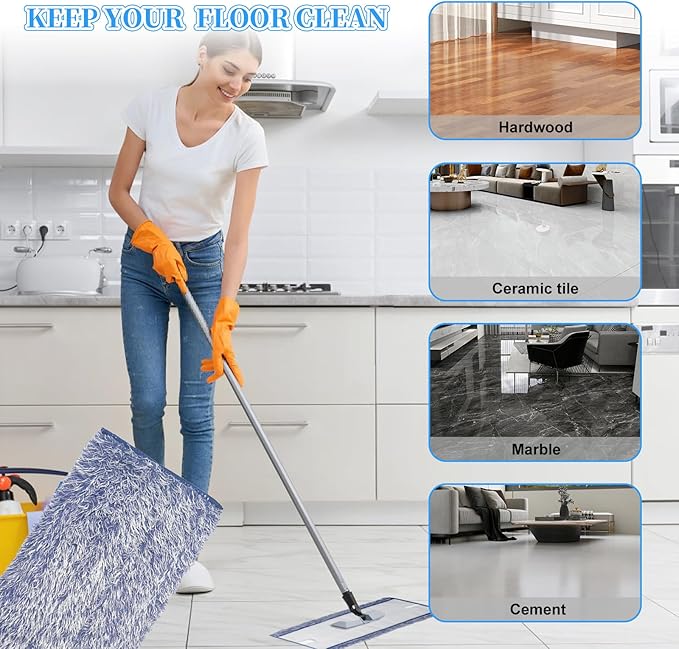 6 Pack Microfiber Dusting Pad Replacement for Bona Family of Mops, Washable & Reusable 18.3 x 6.1 Inch Mop Replacement Pads for Hardwood and Multi-Surface Floors Cleaning Head, Wet/Dry Mop