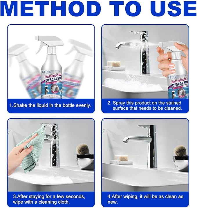 Lanenow Jue-Fish Bathroom Descaler Foam Cleaner - Stubborn Stains Remover, Fresh Scent, All Purpose Bubble Spray (1pcs)