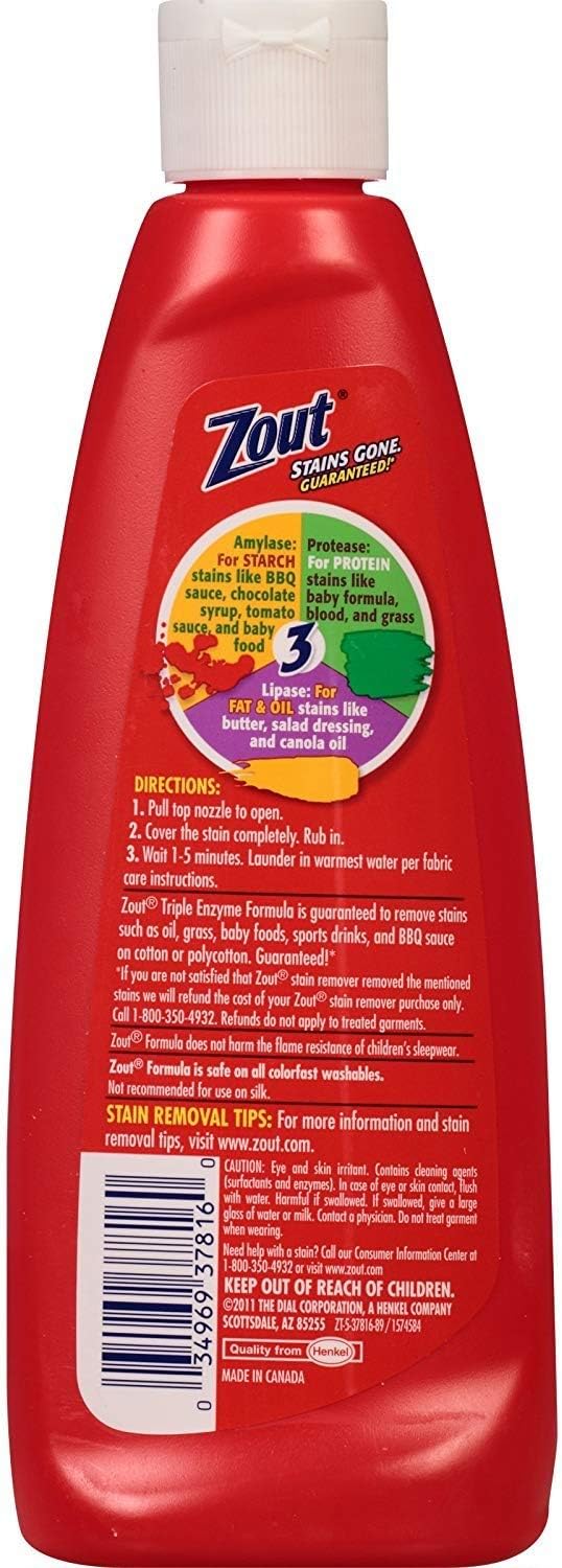 Zout Triple Enzyme Formula Laundry Stain Remover, 12 Oz (Pack of 3)