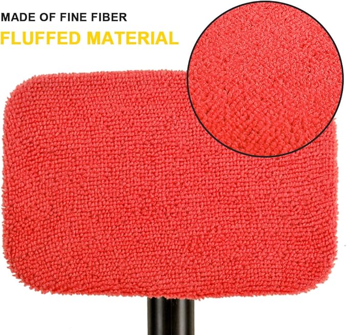 Car Care Microfiber Cloths for Windshield Cleaning Tool, Windshield Cleanner Wand Replaceable Glass Cleaning Bonnets, Interior Auto Window Cleaner Washing Pads, Fit 5”, Red, 5 Pack
