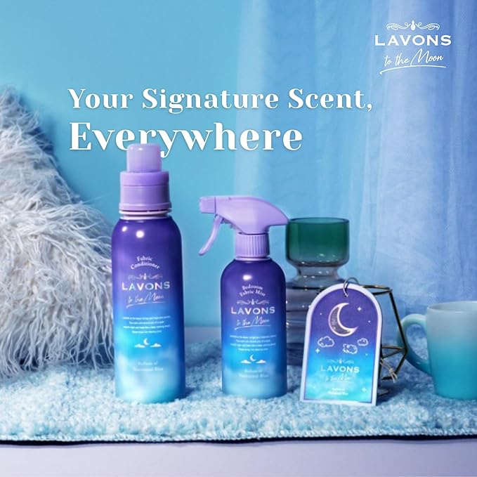 LAVONS Fabric Spray Freshener for Carpet Fresh, Pet Safe Linen Spray for Bedding, Fabric Refresher Spray for Home & Offices, Natural Carpet Freshener from Japan 10.14 Fl Oz to the Moon NOCTURNAL BLUE