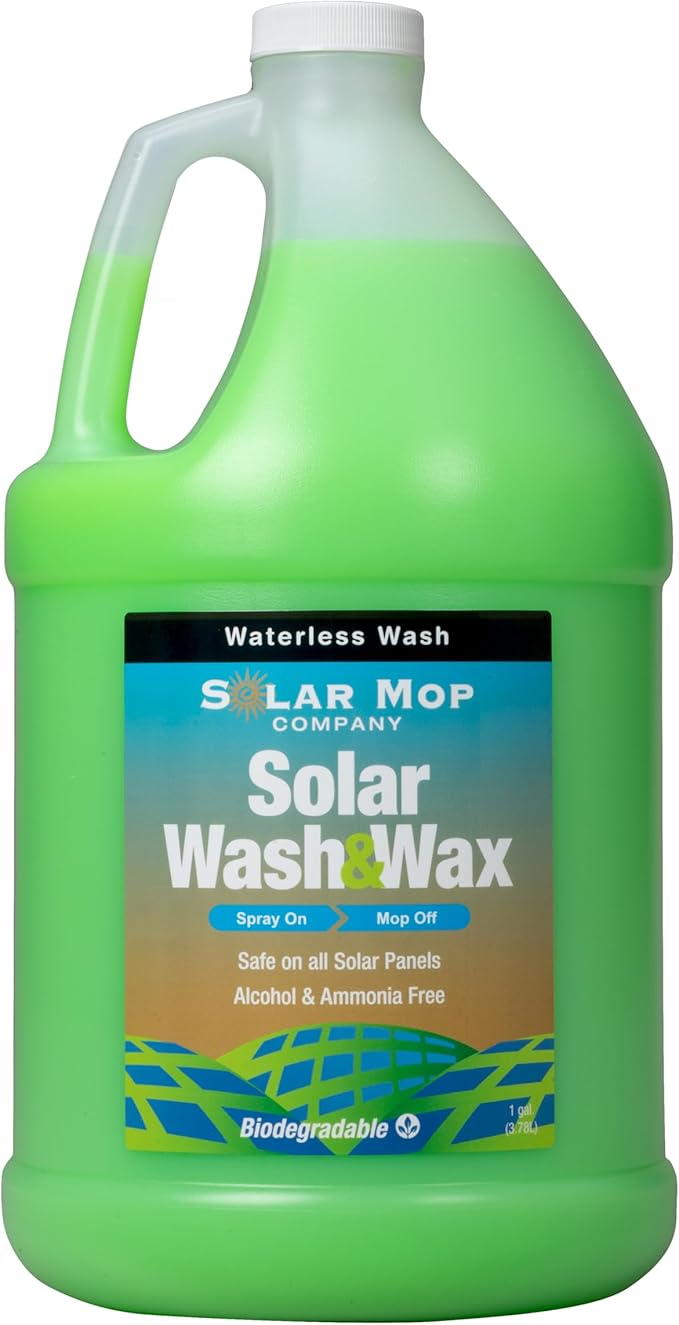 Solar Panel Cleaning Kit with Shur-Line Extension Pole (4'- 9') - Wet or Waterless Wash Wax for Cleaner More Efficient Energy Production