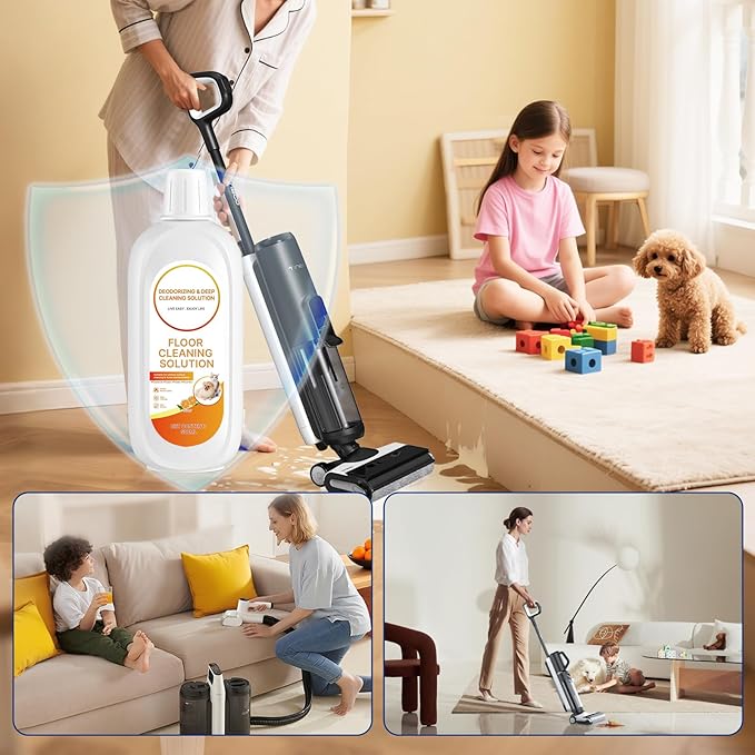 2 Packs Floor Cleaner Orange Scented Compatible with Tineco Cleaning Solution Deep Clean Residue & Streak Free, for Tineco Solution Cleaning Liquid for ALL Robotic Vacuum Mop Cleaner Solution